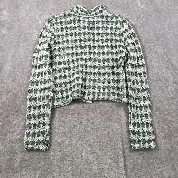 Rue Stiic Cardigan‎ Sweater Womens Medium Green Knit Crochet Mid Century - Picture 3 of 8